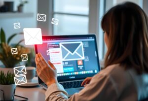Mujer mandando correos Email marketing