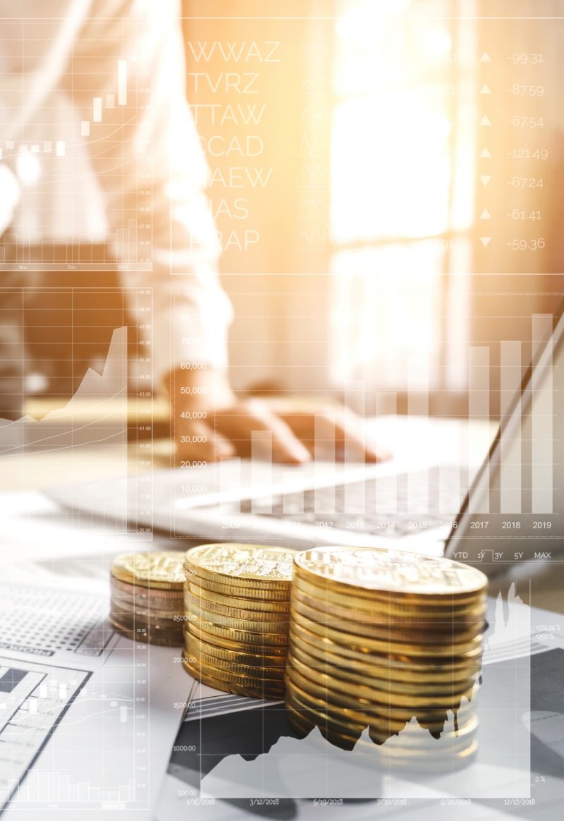 Data Analysis for Business and Finance Concept. Graphic interface showing future computer technology of profit analytic, online marketing research and information report for digital business strategy.